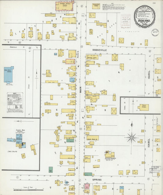 Sanborn Fire Insurance Map from Highland, Iowa County, Wisconsin (1899), Sheet #0001 - Historic Sanborn Fire Insurance Map Print, vintage old map wall art, antique decor, genealogy gift, Wisconsin Wisconsin map