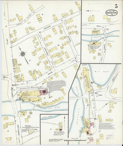 Sanborn Fire Insurance Map from Bridgton, Cumberland County, Maine (1914), Sheet #0005 - Complete Map Set gallery image, historic Sanborn map, vintage wall art, Maine Maine