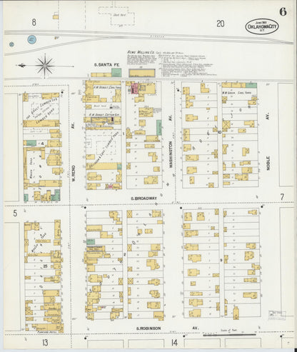 Sanborn Fire Insurance Map from Oklahoma City, Oklahoma County, Oklahoma (1901), Sheet #0006 - Complete Map Set gallery image, historic Sanborn map, vintage wall art, Oklahoma City Oklahoma