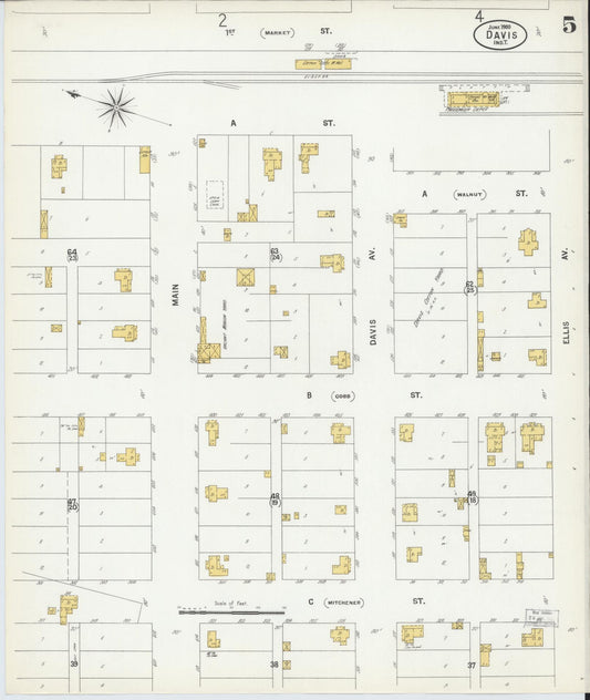 Sanborn Fire Insurance Map from Davis, Murray County, Oklahoma (1900), Sheet #0005 - Historic Sanborn Fire Insurance Map Print, vintage old map wall art, antique decor, genealogy gift, Oklahoma Oklahoma map