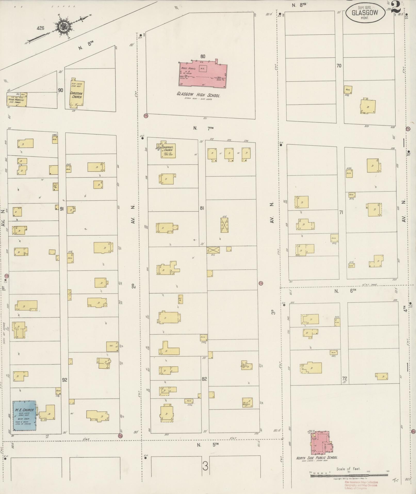 Sanborn Fire Insurance Map from Glasgow, Valley County, Montana (1920), Sheet #0002 - Historic Sanborn Fire Insurance Map Print, vintage old map wall art, antique decor, genealogy gift, Montana Montana map