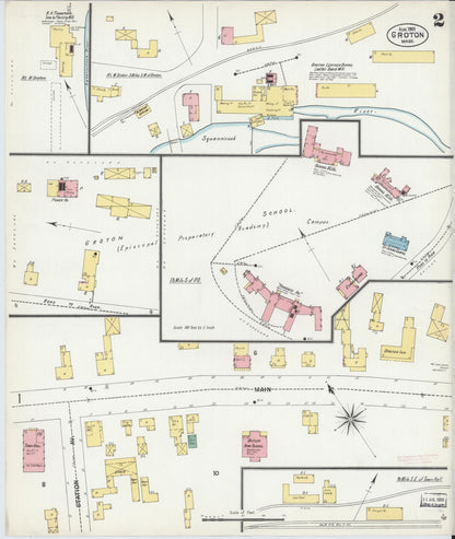 Sanborn Fire Insurance Map from Groton, Middlesex County, Massachusetts (1901), Sheet #0002 - Complete Map Set gallery image, historic Sanborn map, vintage wall art, Massachusetts Massachusetts