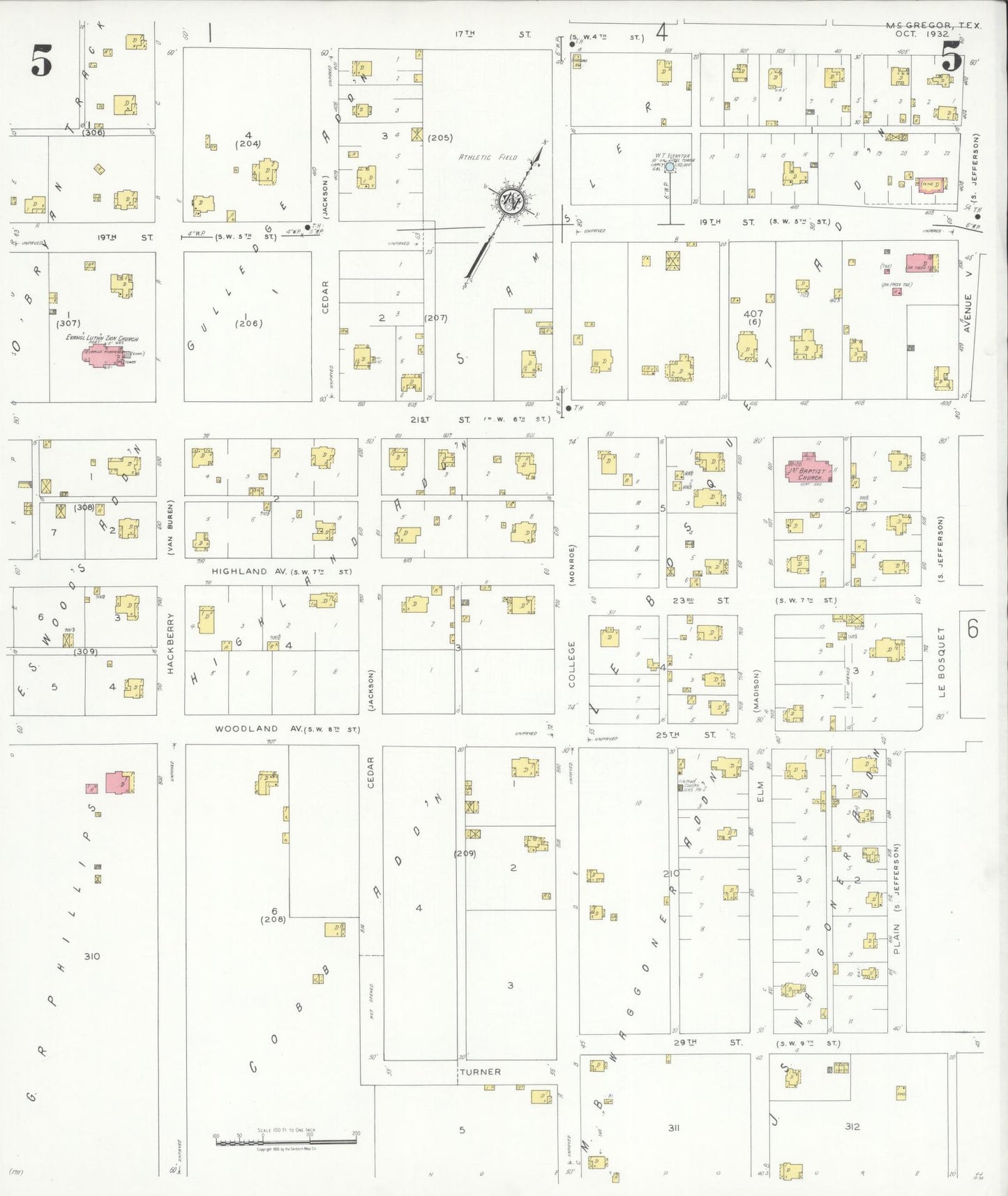 Sanborn Fire Insurance Map from McGregor, McLennan County, Texas (1932), Sheet #0005 - Historic Sanborn Fire Insurance Map Print, vintage old map wall art, antique decor, genealogy gift, Texas Texas map