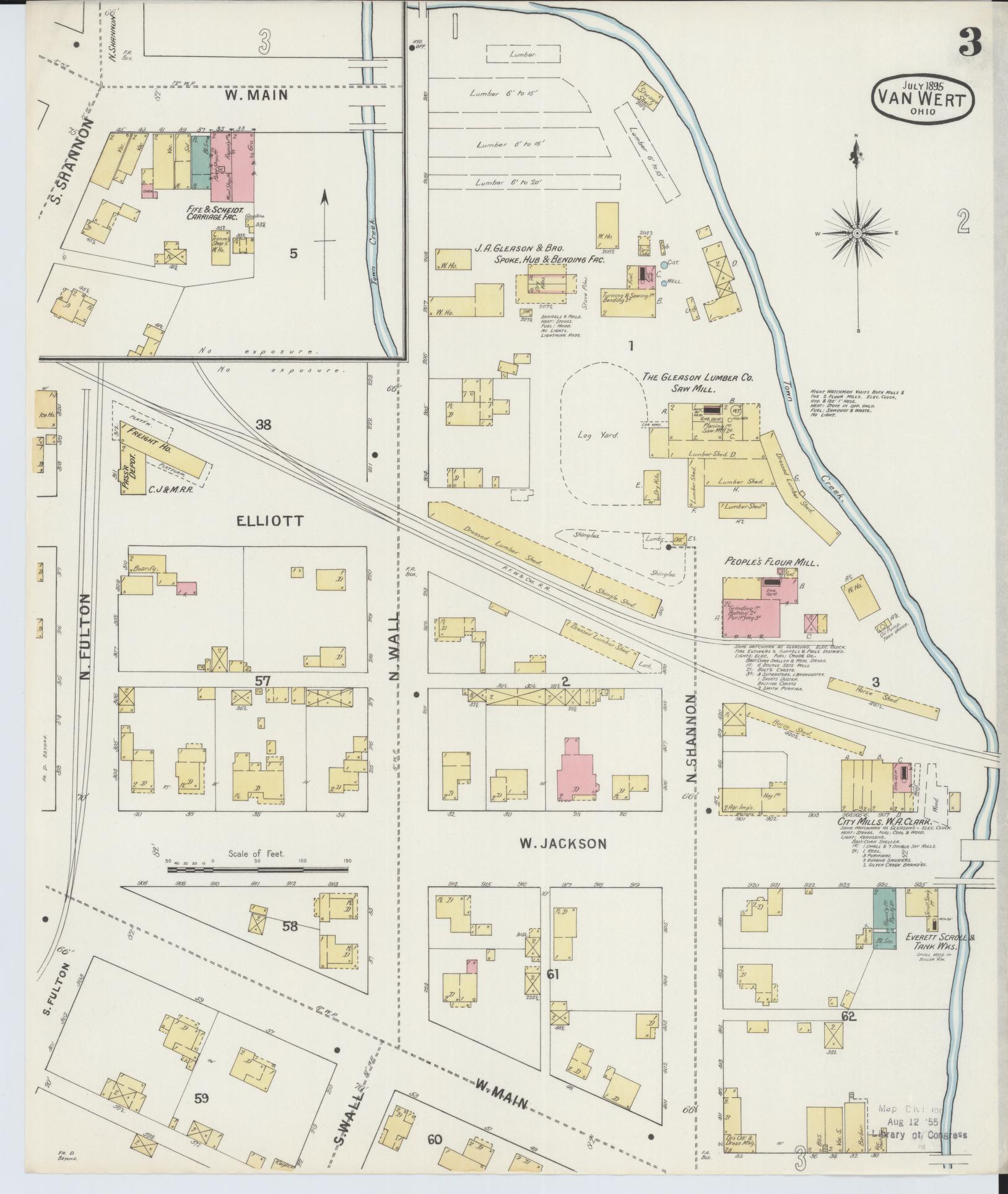 Sanborn Fire Insurance Map from Van Wert, Van Wert County, Ohio (1895), Sheet #0003 - Complete Map Set gallery image, historic Sanborn map, vintage wall art, Ohio Ohio