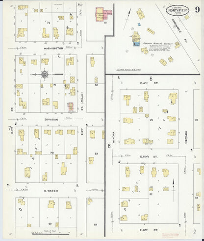 Sanborn Fire Insurance Map from Northfield, Rice County, Minnesota (1910), Sheet #0009 - Historic Sanborn Fire Insurance Map Print, vintage old map wall art, antique decor, genealogy gift, Minnesota Minnesota map