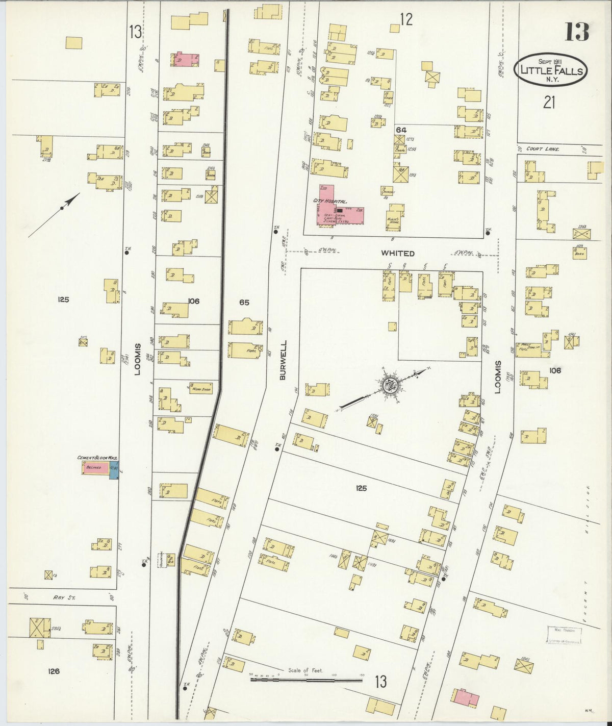Sanborn Fire Insurance Map from Little Falls, Herkimer County, New York (1911), Sheet #0013 - Complete Map Set gallery image, historic Sanborn map, vintage wall art, New York New York