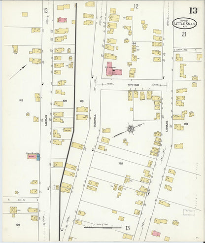 Sanborn Fire Insurance Map from Little Falls, Herkimer County, New York (1911), Sheet #0013 - Complete Map Set gallery image, historic Sanborn map, vintage wall art, New York New York