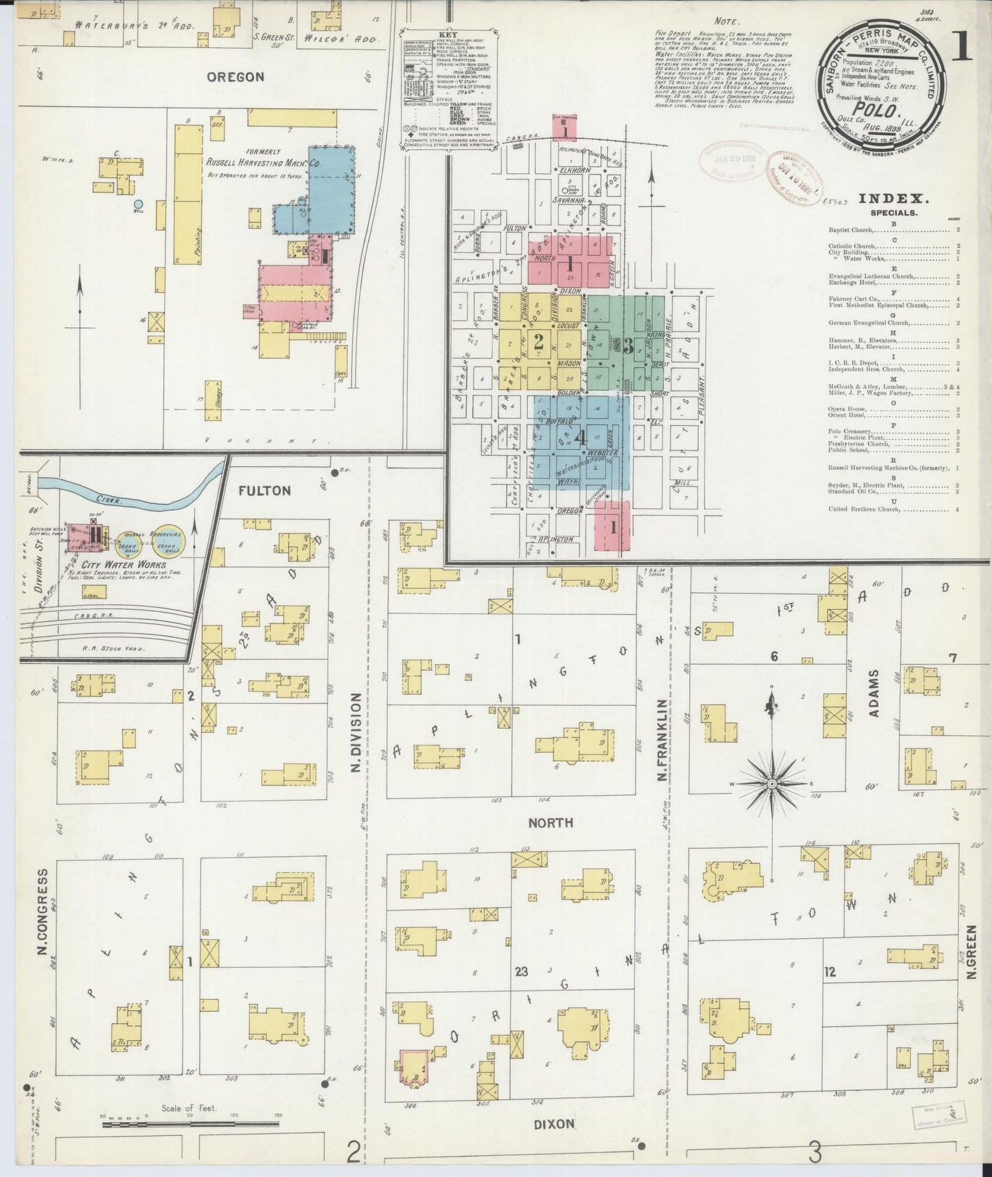 Sanborn Fire Insurance Map from Polo, Ogle County, Illinois (1899), Sheet #0001 - Complete Map Set gallery image, historic Sanborn map, vintage wall art, Illinois Illinois