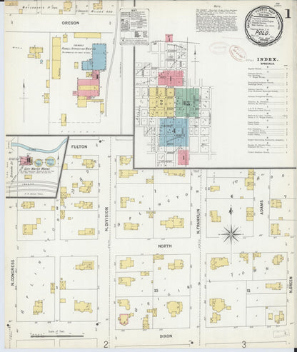 Sanborn Fire Insurance Map from Polo, Ogle County, Illinois (1899), Sheet #0001 - Complete Map Set gallery image, historic Sanborn map, vintage wall art, Illinois Illinois