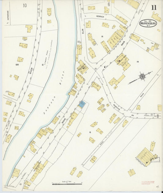 Sanborn Fire Insurance Map from Warrensburg, Warren County, New York (1912), Sheet #0011 - Historic Sanborn Fire Insurance Map Print, vintage old map wall art, antique decor, genealogy gift, New York New York map