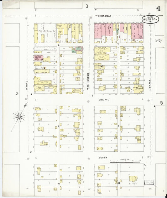Sanborn Fire Insurance Map from Audubon, Audubon County, Iowa (1896), Sheet #0004 - Historic Sanborn Fire Insurance Map Print, vintage old map wall art