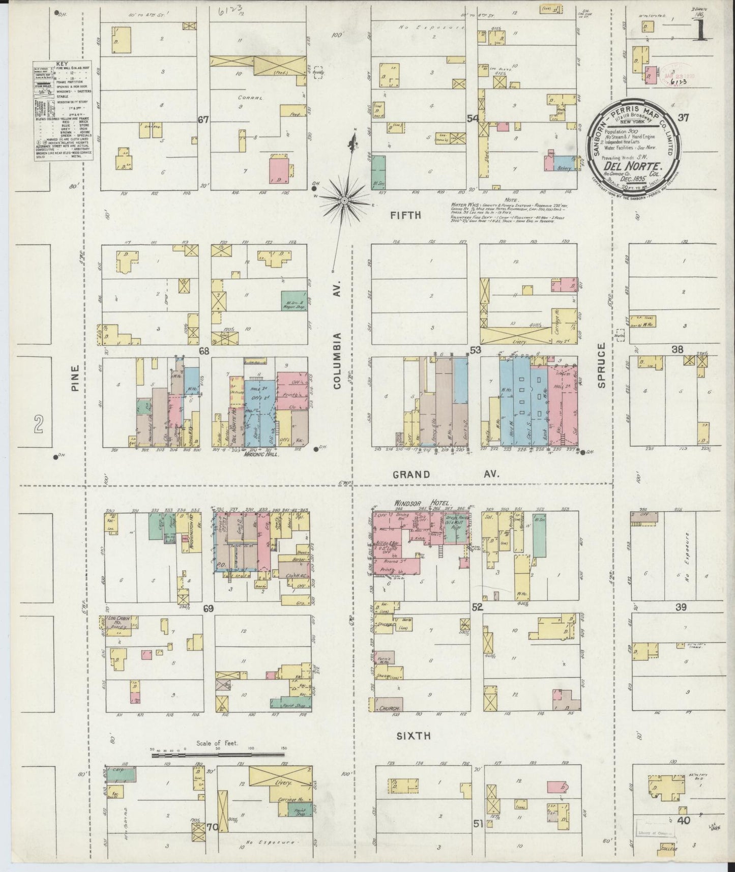 Sanborn Fire Insurance Map from Del Norte, Rio Grande County, Colorado. (1895) – Historic Sanborn Fire Insurance Map Print