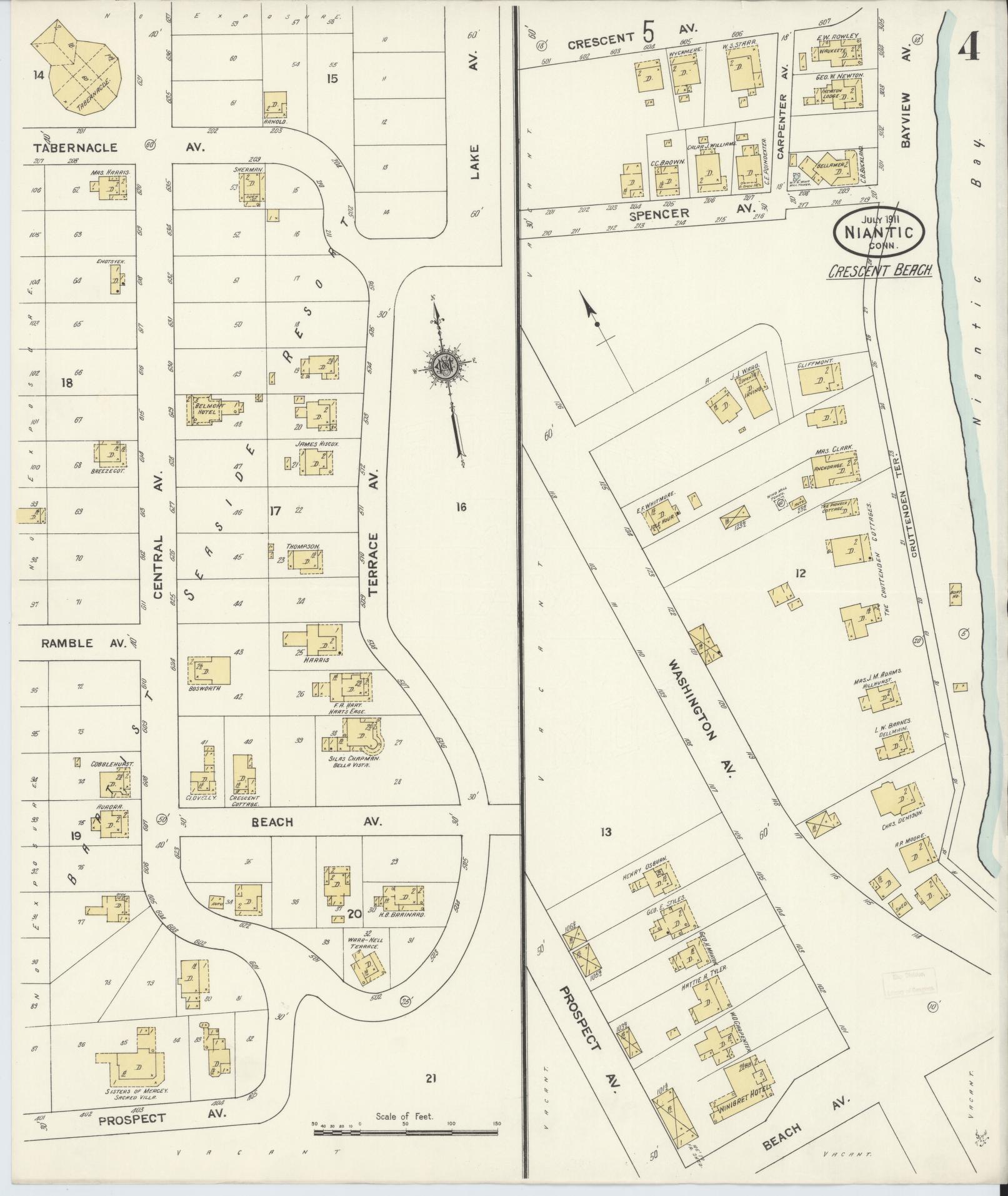 Sanborn Fire Insurance Map from Niantic, New London County, Connecticut (1911), Sheet #0004 - Complete Map Set gallery image, historic Sanborn map, vintage wall art, Connecticut Connecticut