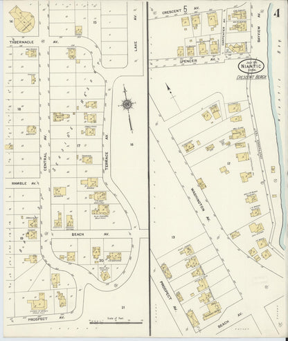 Sanborn Fire Insurance Map from Niantic, New London County, Connecticut (1911), Sheet #0004 - Complete Map Set gallery image, historic Sanborn map, vintage wall art, Connecticut Connecticut