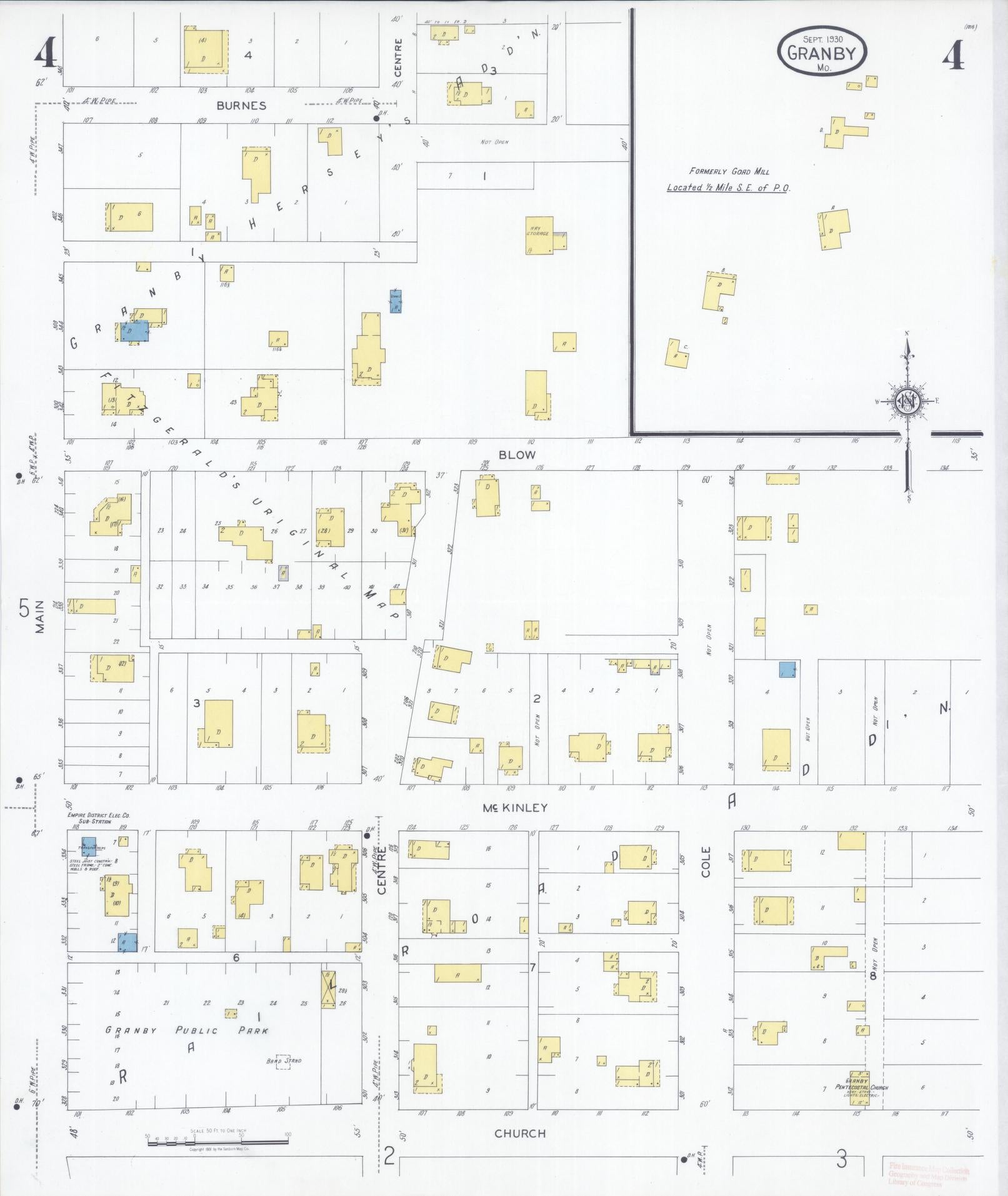 Sanborn Fire Insurance Map from Granby, Newton County, Missouri (1930), Sheet #0004 - Complete Map Set gallery image, historic Sanborn map, vintage wall art, Missouri Missouri