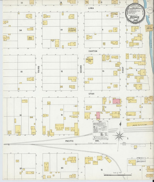 Sanborn Fire Insurance Map from Berwick, Saint Mary Parish, Louisiana (1899), Sheet #0001 - Historic Sanborn Fire Insurance Map Print, vintage old map wall art, antique decor, genealogy gift, Louisiana Louisiana map