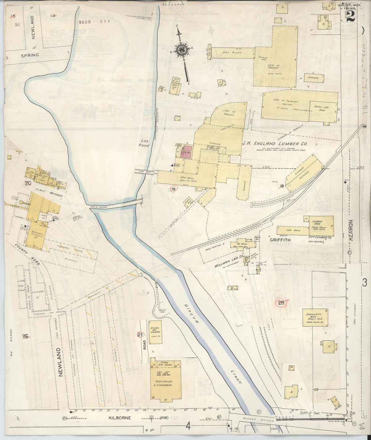 Sanborn Fire Insurance Map from Winlock, Lewis County, Washington (1942), Sheet #0002 - Historic Sanborn Fire Insurance Map Print, vintage old map wall art, antique decor, genealogy gift, Washington Washington map