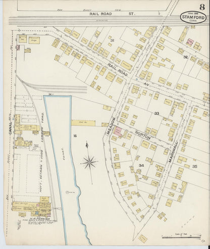 Sanborn Fire Insurance Map from Stamford, Fairfield County, Connecticut (1888), Sheet #0008 - Complete Map Set gallery image, historic Sanborn map, vintage wall art, Connecticut Connecticut