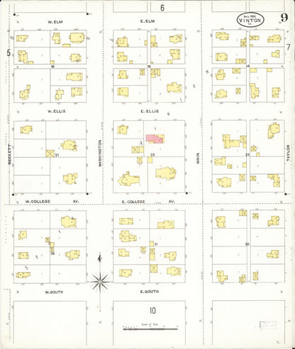 Sanborn Fire Insurance Map from Vinton, Benton County, Iowa (1906), Sheet #0009 - Historic Sanborn Fire Insurance Map Print