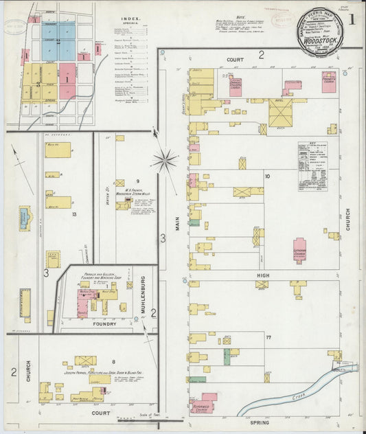 Sanborn Fire Insurance Map from Woodstock, Shenandoah County, Virginia (1899), Sheet #0001 - Complete Map Set gallery image, historic Sanborn map, vintage wall art, Virginia Virginia