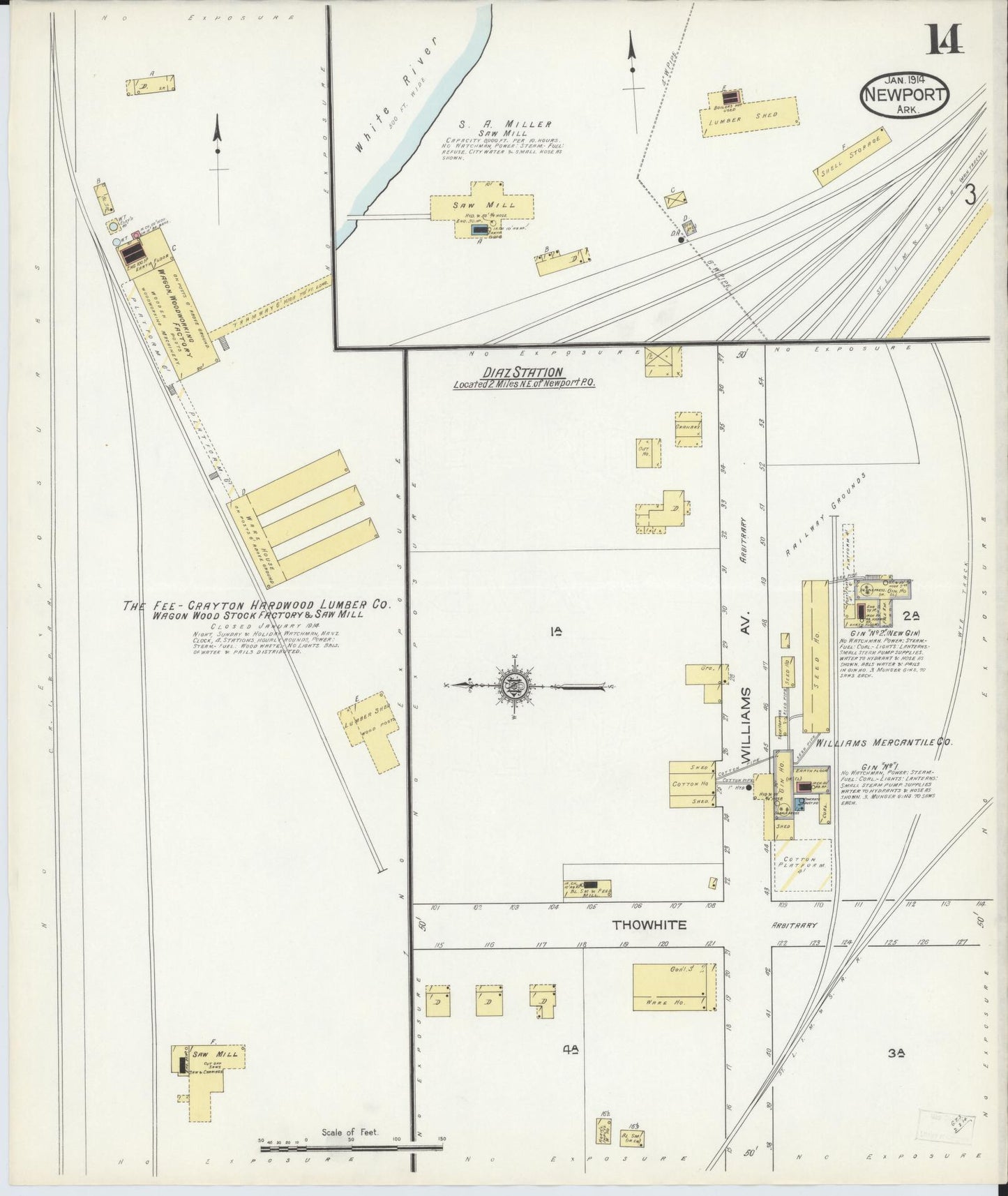 Sanborn Fire Insurance Map from Newport, Jackson County, Arkansas (1914), Sheet #0014 - Historic Sanborn Fire Insurance Map Print, vintage old map wall art, antique decor, genealogy gift, Arkansas Arkansas map