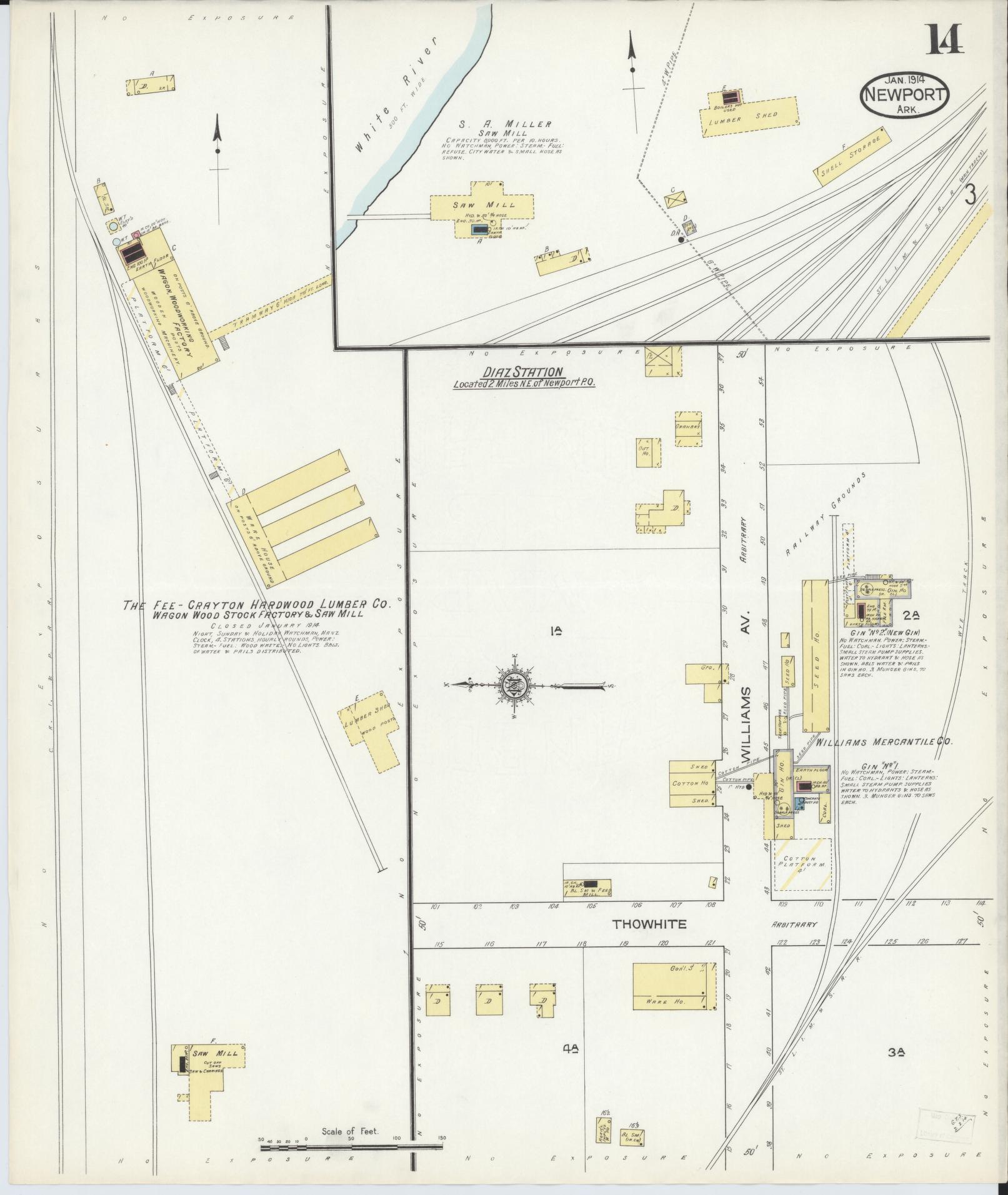 Sanborn Fire Insurance Map from Newport, Jackson County, Arkansas (1914), Sheet #0014 - Historic Sanborn Fire Insurance Map Print, vintage old map wall art, antique decor, genealogy gift, Arkansas Arkansas map