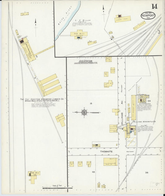 Sanborn Fire Insurance Map from Newport, Jackson County, Arkansas (1914), Sheet #0014 - Historic Sanborn Fire Insurance Map Print, vintage old map wall art, antique decor, genealogy gift, Arkansas Arkansas map