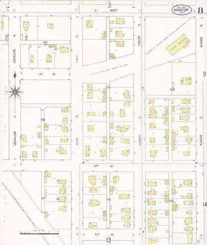 Sanborn Fire Insurance Map from Moscow, Latah County, Idaho (1909), Sheet #0008 - Complete Map Set gallery image, historic Sanborn map, vintage wall art, Idaho Idaho