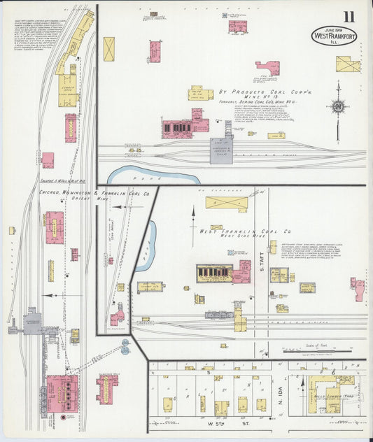 Sanborn Fire Insurance Map from West Frankfort, Franklin County, Illinois (1919), Sheet #0011 - Historic Sanborn Fire Insurance Map Print, vintage old map wall art, antique decor, genealogy gift, Illinois Illinois map