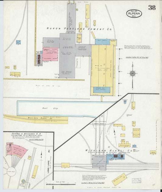 Sanborn Fire Insurance Map from Alpena, Alpena County, Michigan (1910), Sheet #0038 - Historic Sanborn Fire Insurance Map Print, vintage old map wall art, antique decor, genealogy gift, Michigan Michigan map