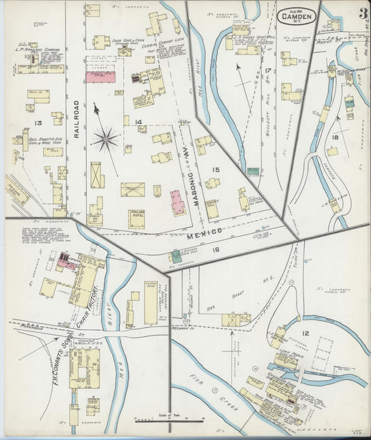 Sanborn Fire Insurance Map from Camden, Oneida County, New York (1891), Sheet #0003 - Historic Sanborn Fire Insurance Map Print, vintage old map wall art, antique decor, genealogy gift, New York New York map