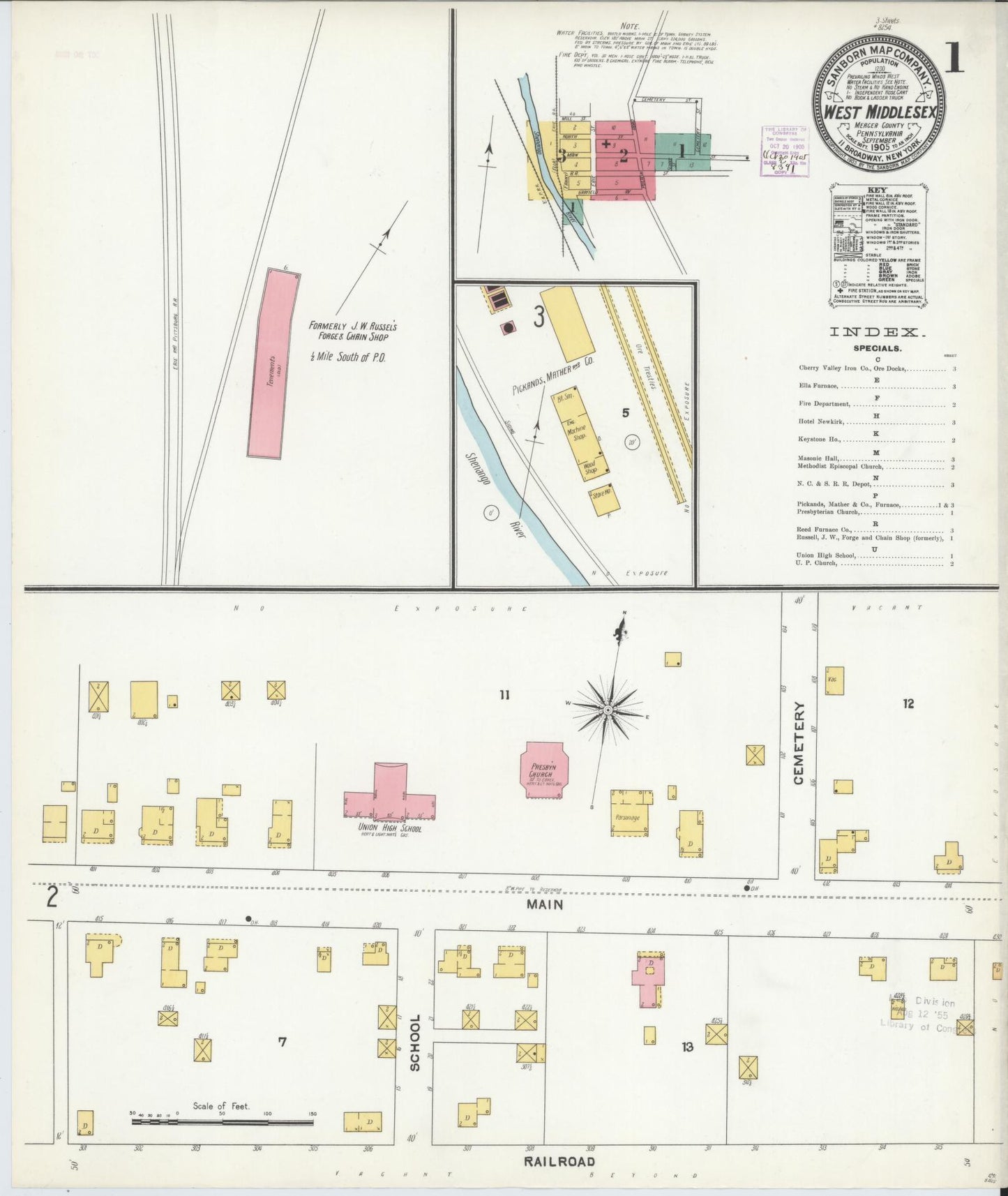 Sanborn Fire Insurance Map from West Middlesex, Mercer County, Pennsylvania (1905), Sheet #0001 - Complete Map Set gallery image, historic Sanborn map, vintage wall art, Pennsylvania Pennsylvania