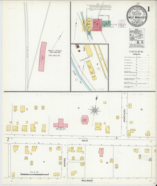 Sanborn Fire Insurance Map from West Middlesex, Mercer County, Pennsylvania (1905), Sheet #0001 - Complete Map Set gallery image, historic Sanborn map, vintage wall art, Pennsylvania Pennsylvania