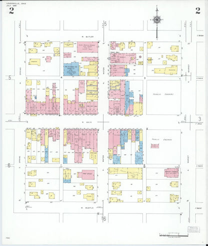 Sanborn Fire Insurance Map from Loudonville, Ashland County, Ohio (1950), Sheet #0002 - Historic Sanborn Fire Insurance Map Print, vintage old map wall art, antique decor, genealogy gift, Ohio Ohio map
