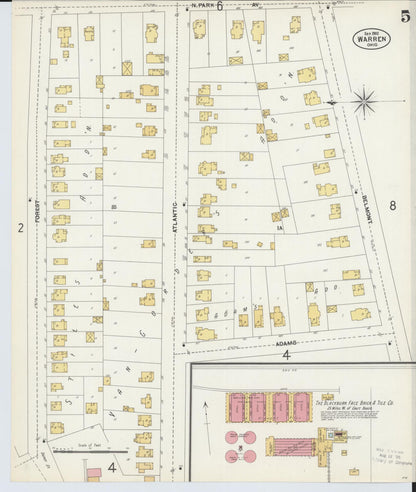 Sanborn Fire Insurance Map from Warren, Trumbull County, Ohio (1902), Sheet #0005 - Historic Sanborn Fire Insurance Map Print, vintage old map wall art, antique decor, genealogy gift, Ohio Ohio map