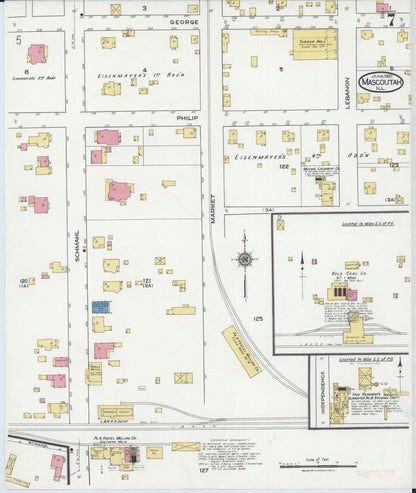 Sanborn Fire Insurance Map from Mascoutah, Saint Clair County, Illinois (1921), Sheet #0007 - Historic Sanborn Fire Insurance Map Print, vintage old map wall art, antique decor, genealogy gift, Illinois Illinois map