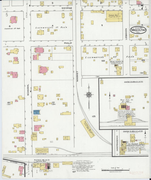 Sanborn Fire Insurance Map from Mascoutah, Saint Clair County, Illinois (1921), Sheet #0007 - Historic Sanborn Fire Insurance Map Print, vintage old map wall art, antique decor, genealogy gift, Illinois Illinois map