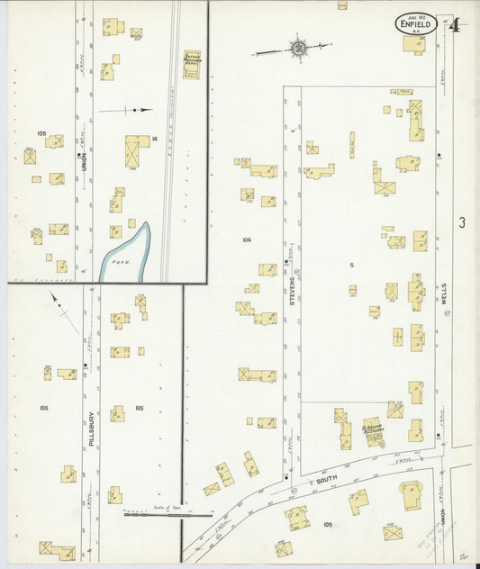 Sanborn Fire Insurance Map from Enfield, Grafton County, New Hampshire (1912), Sheet #0004 - Historic Sanborn Fire Insurance Map Print, vintage old map wall art, antique decor, genealogy gift, New Hampshire New Hampshire map