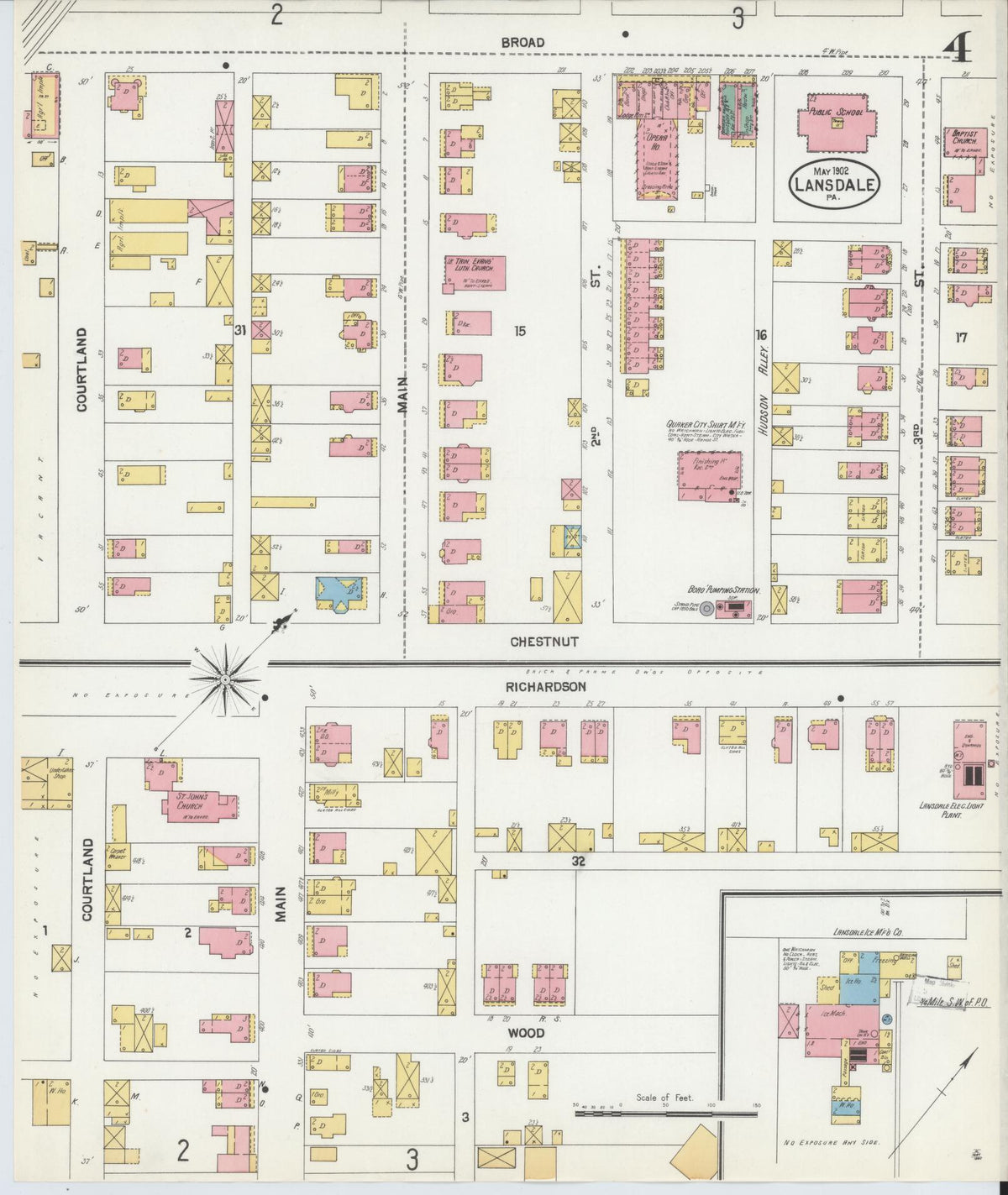Sanborn Fire Insurance Map from Lansdale, Montgomery County, Pennsylvania (1902), Sheet #0004 - Historic Sanborn Fire Insurance Map Print, vintage old map wall art, antique decor, genealogy gift, Pennsylvania Pennsylvania map