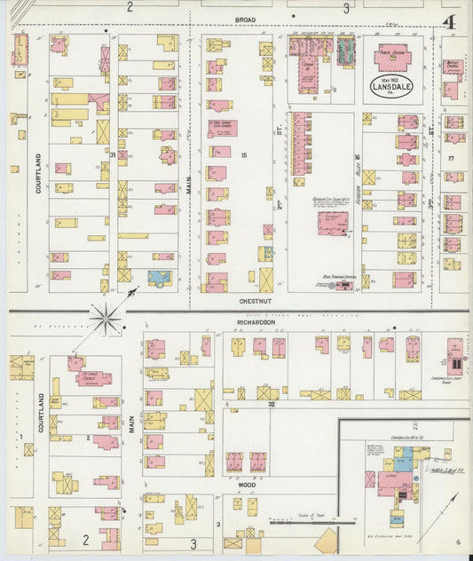 Sanborn Fire Insurance Map from Lansdale, Montgomery County, Pennsylvania (1902), Sheet #0004 - Historic Sanborn Fire Insurance Map Print, vintage old map wall art, antique decor, genealogy gift, Pennsylvania Pennsylvania map
