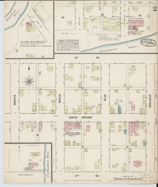 Sanborn Fire Insurance Map from Ottawa, Putnam County, Ohio (1884), Sheet #0002 - Historic Sanborn Fire Insurance Map Print, vintage old map wall art, antique decor, genealogy gift, Ohio Ohio map