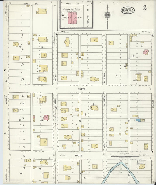 Sanborn Fire Insurance Map from Buffalo, Johnson County, Wyoming (1920), Sheet #0002 - Historic Sanborn Fire Insurance Map Print, vintage old map wall art, antique decor, genealogy gift, Wyoming Wyoming map