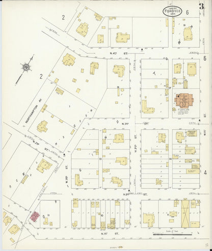 Sanborn Fire Insurance Map from Fordyce, Dallas County, Arkansas (1912), Sheet #0003 - Complete Map Set gallery image, historic Sanborn map, vintage wall art, Arkansas Arkansas