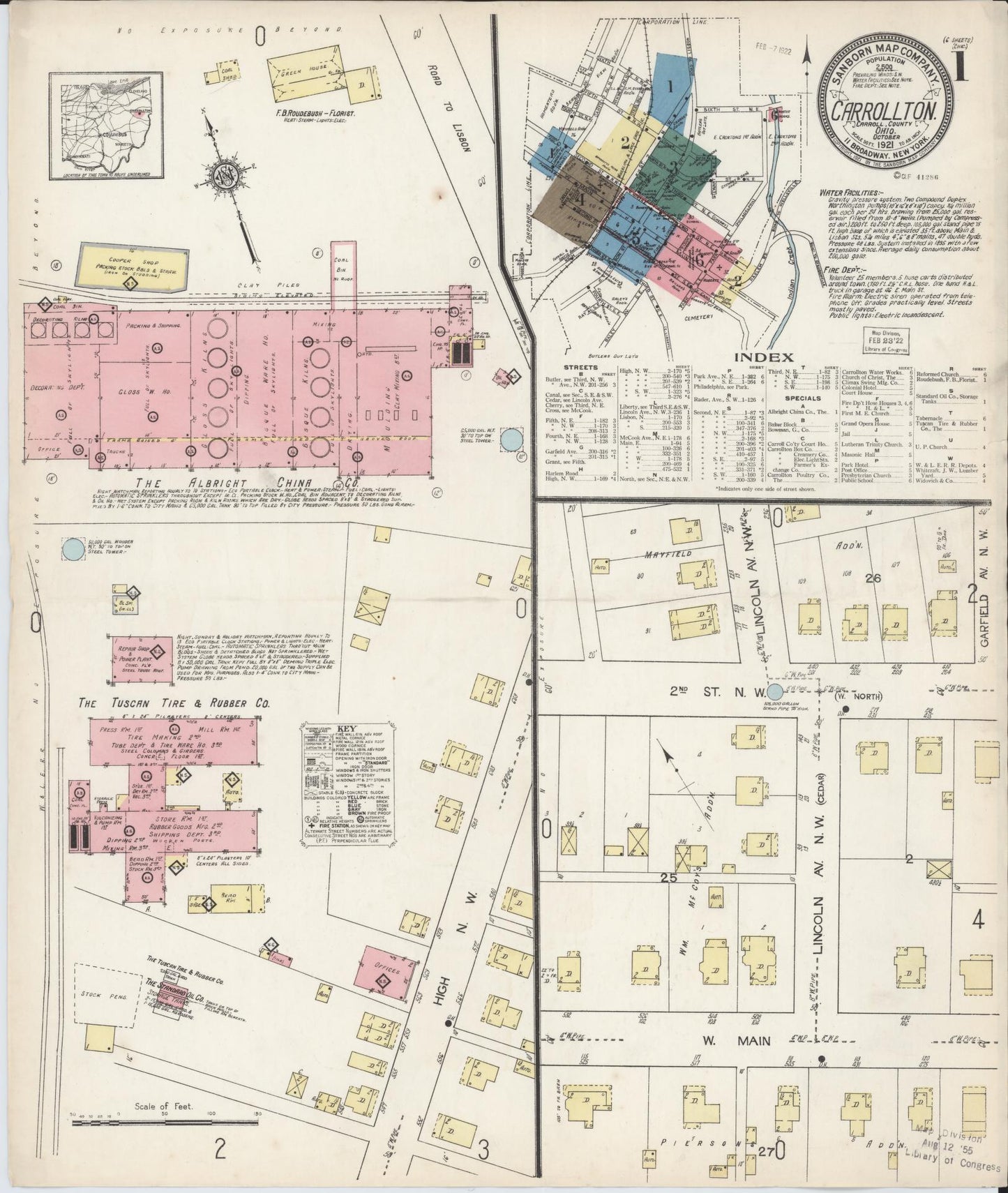 Sanborn Fire Insurance Map from Carrollton, Carroll County, Ohio (1921), Sheet #0001 - Historic Sanborn Fire Insurance Map Print, vintage old map wall art, antique decor, genealogy gift, Ohio Ohio map