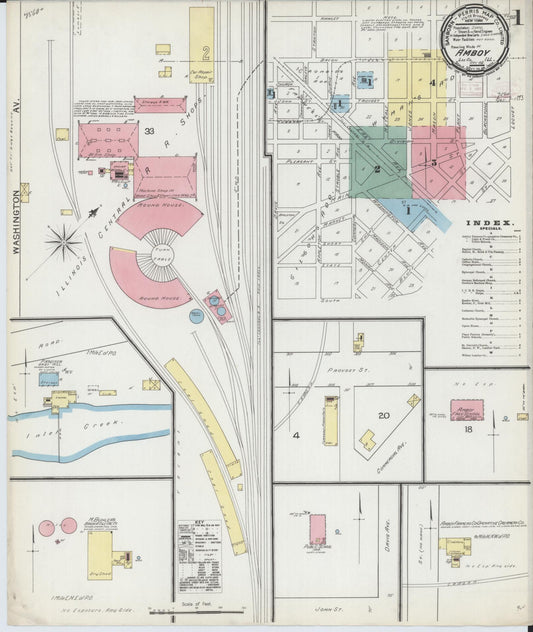 Sanborn Fire Insurance Map from Amboy, Lee County, Illinois (1892), Sheet #0001 - Historic Sanborn Fire Insurance Map Print, vintage old map wall art, antique decor, genealogy gift, Illinois Illinois map