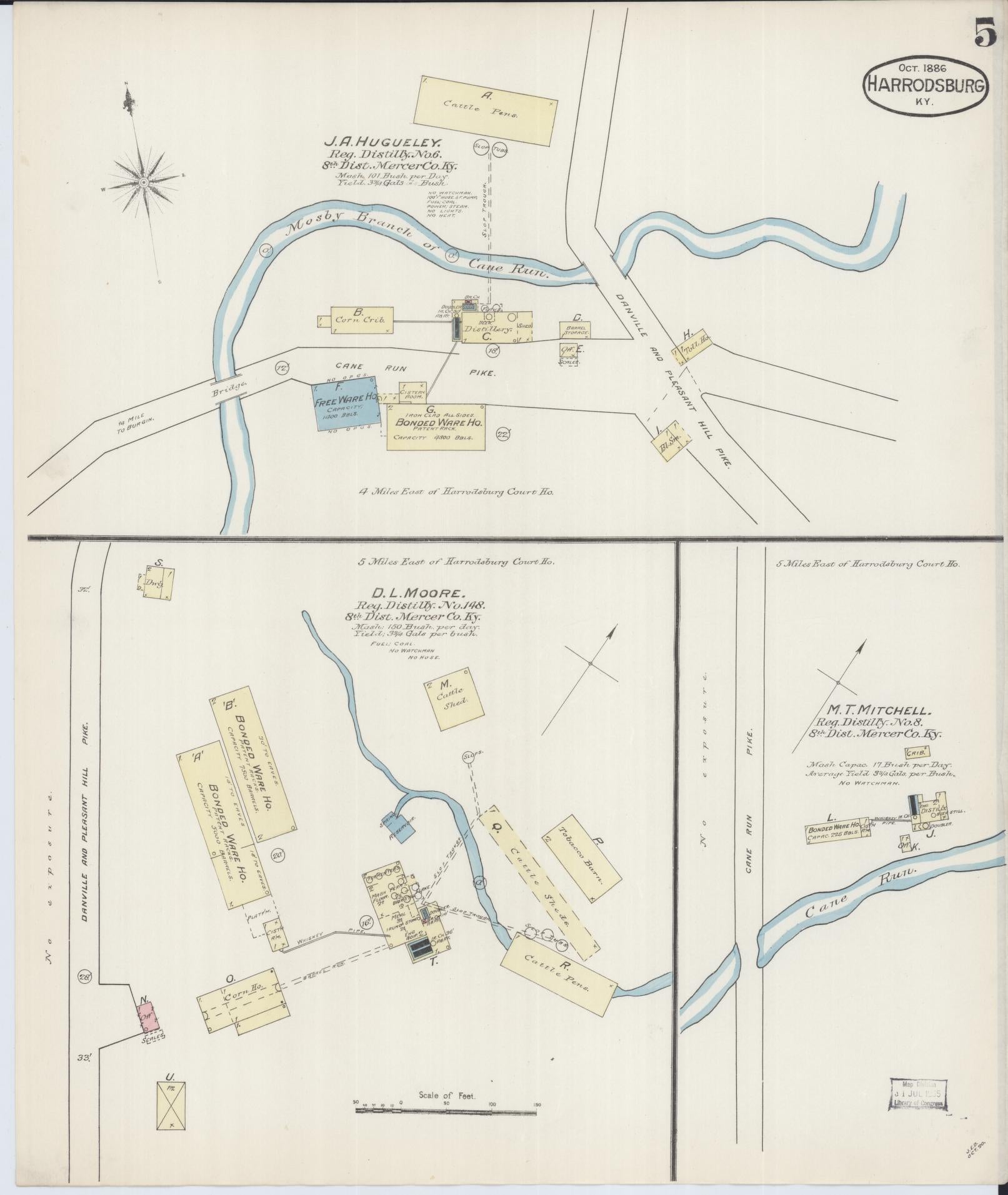 Sanborn Fire Insurance Map from Harrodsburg, Mercer County, Kentucky (1886), Sheet #0005 - Complete Map Set gallery image, historic Sanborn map, vintage wall art, Kentucky Kentucky