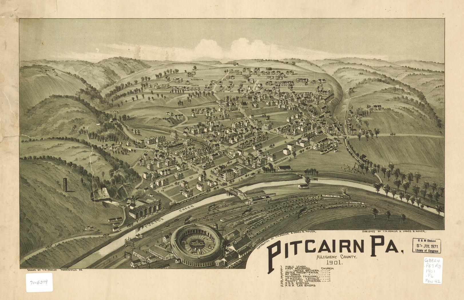 Pitcairn, Pa., Allegheny County 1901 (1901) – Historic Bird’s-Eye View Panorama Print