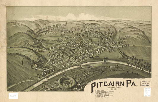 Pitcairn, Pa., Allegheny County 1901 (1901) – Historic Bird’s-Eye View Panorama Print