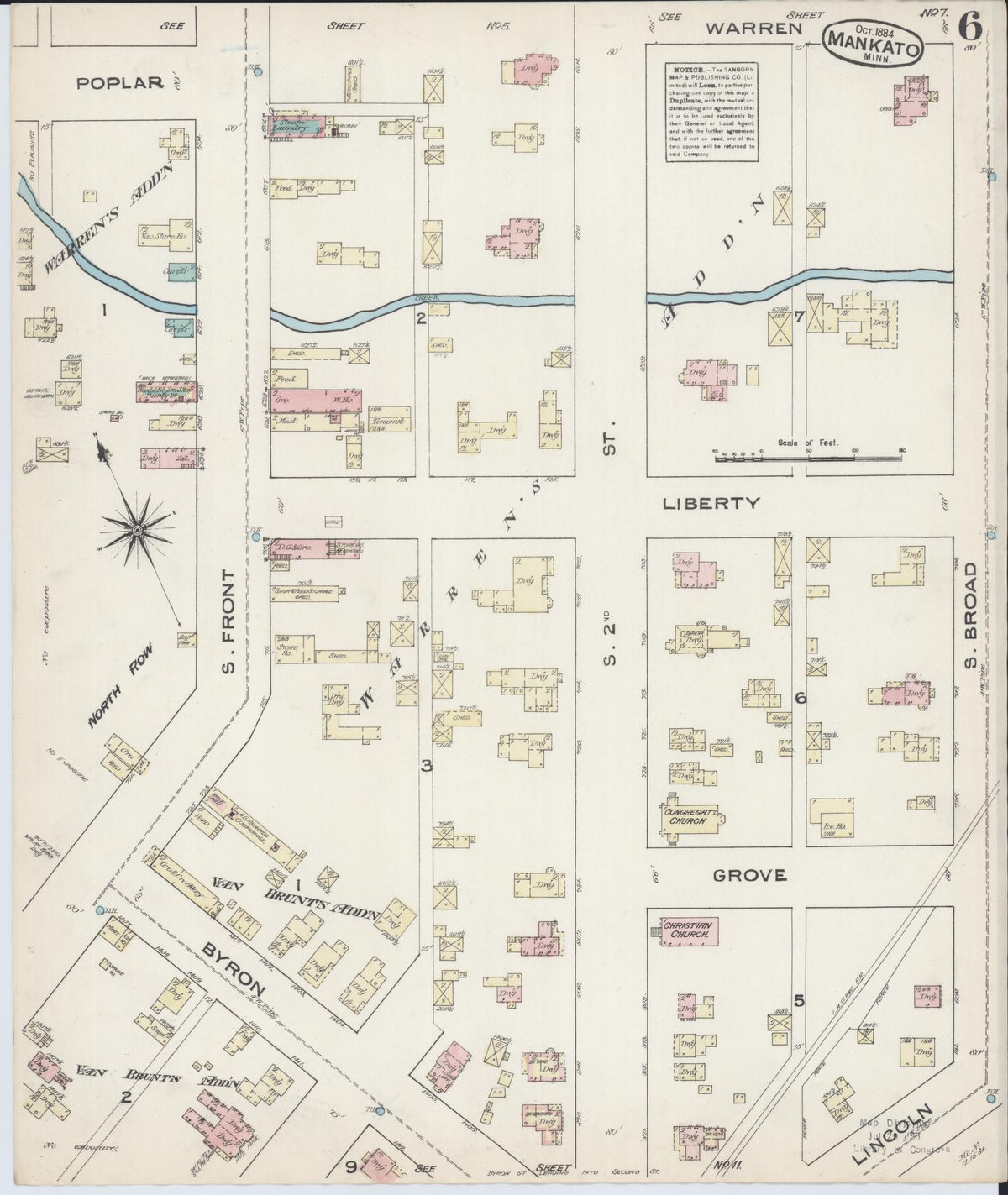 Sanborn Fire Insurance Map from Mankato, Blue Earth County, Minnesota (1884), Sheet #0006 - Complete Map Set gallery image, historic Sanborn map, vintage wall art, Minnesota Minnesota