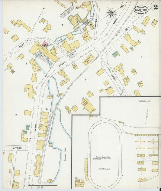 Sanborn Fire Insurance Map from Barton, Orleans County, Vermont (1904), Sheet #0002 - Historic Sanborn Fire Insurance Map Print, vintage old map wall art, antique decor, genealogy gift, Vermont Vermont map